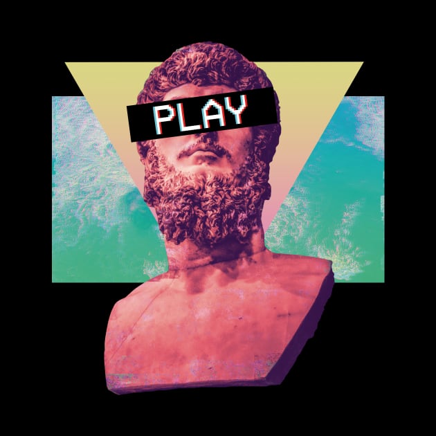 Vaporwave Aesthetic Glitch Effect Play Bust by bestcoolshirts