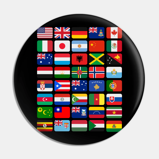 International Flags 40 World Countries Colorful Illustrations Pin by DetourShirts