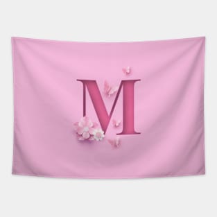 M Letter Personalized, Pink Minimal Cute Design, Birthday Gift, Christmas Gift Tapestry