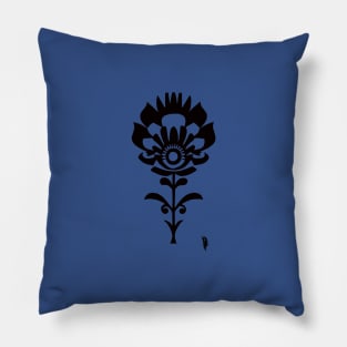 Folk flower , black Pillow