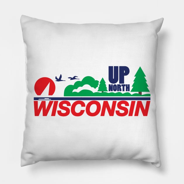 Wisconsin License Plate Up North Pillow by KevinWillms1