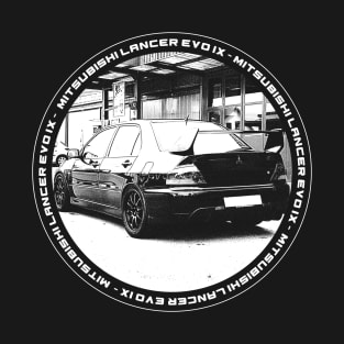 MITSUBISHI LANCER EVO IX Black 'N White 4 (Black Version) T-Shirt