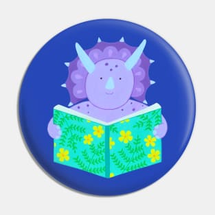 Animals with books part 3 - Triceratops reading floral book Pin