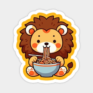 Cute lion eat Ramen Magnet