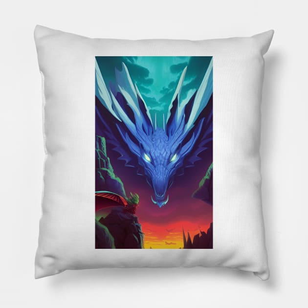 Dark Fantasy Anime Dragon Pillow by ShopSunday