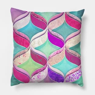 Patchwork Ribbon Ogee Pattern with Pink & Purple Pillow