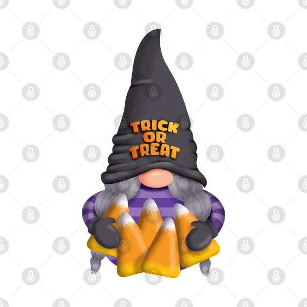 Gnome with Candy Corn - Trick or Treat by Kylie Paul