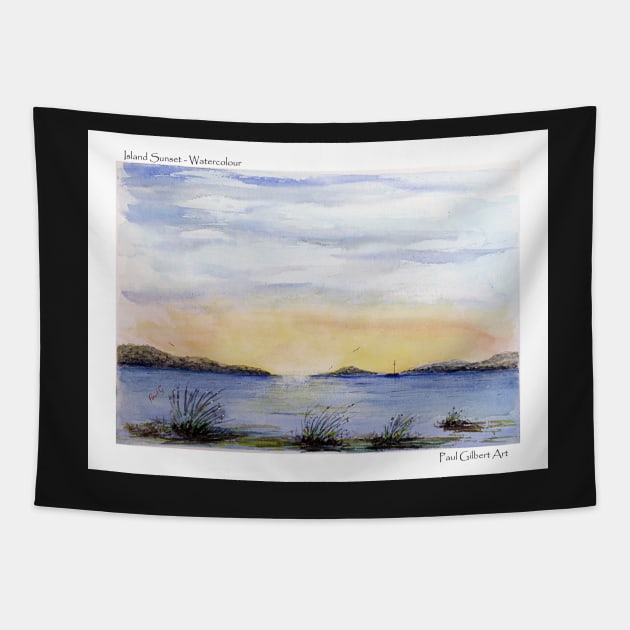 Island Sunset – Watercolour Tapestry by pops