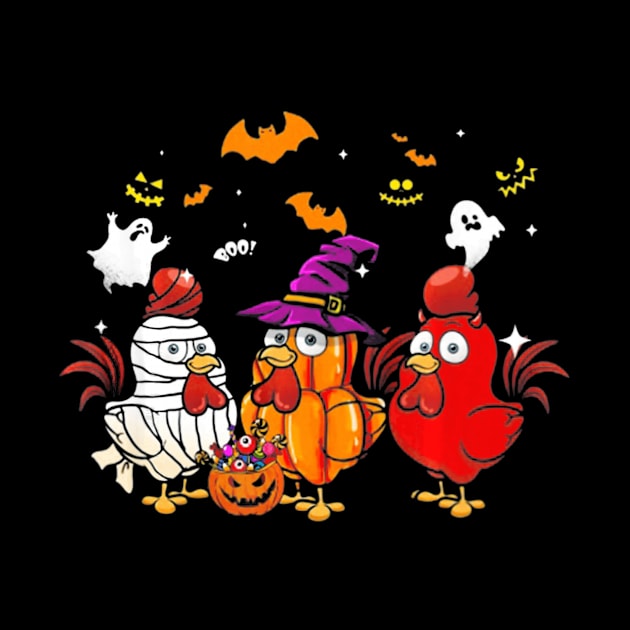 Funny Three Chicken Halloween Shirt gifts by Antoniusvermeu