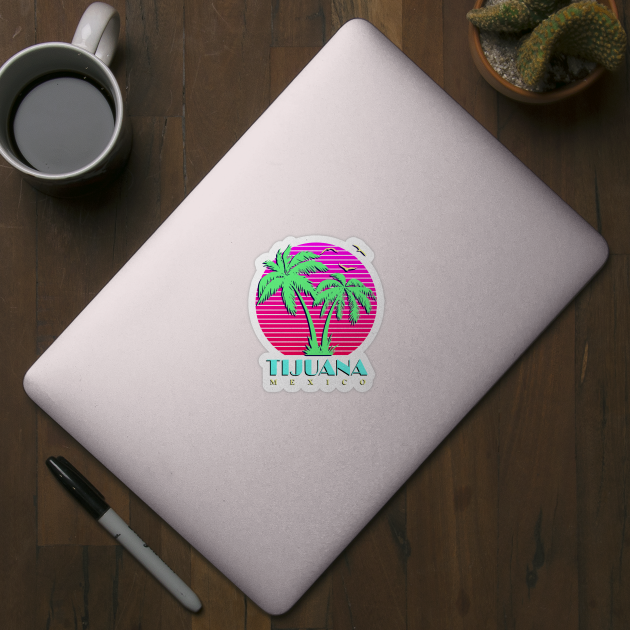 Tijuana Mexico 80s Summer Beach Palm Tree Sunset T-Shirt Tijuana Mexico 80s Summer Beach Palm Tree Sunset T-Shirt