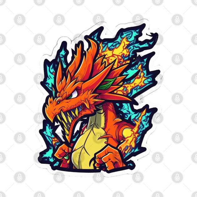 Cartoon fire dragon by Stickermagician