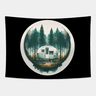 Camping Van, Adventure in the Forest, Watercolor Style Tapestry