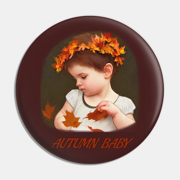 Autumn Baby Born in Fall Design Cute Child Pin by Oni Shop