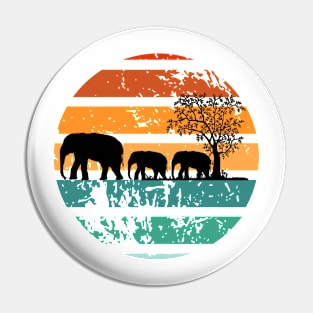 Elephants walking on sunset Pin