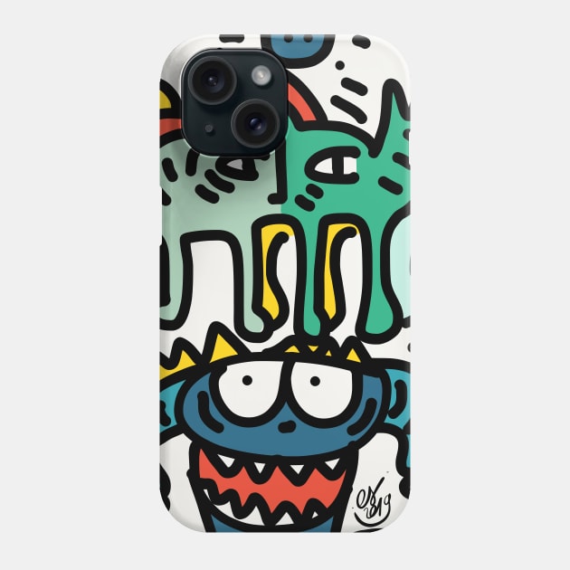 Blue Monster and friends Phone Case by signorino