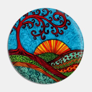 Colorful Swirly Tree of Life Pin