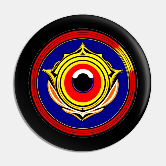 Mystical Oracle: The All-Seeing Eye Amidst Vibrant Flames Pin by HIghlandkings