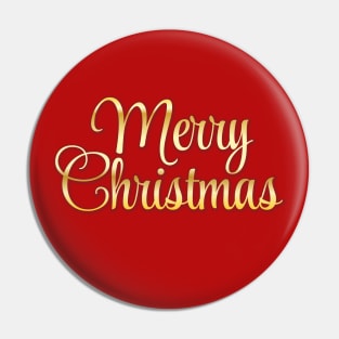 Merry Christmas lettering in red and gold color. Pin