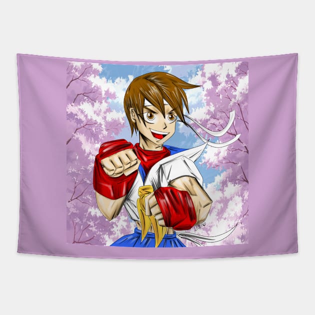 sakura in street fighter Tapestry by jorge_lebeau