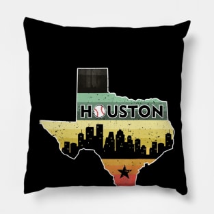 Houston Retro Baseball - Vintage Houston Baseball Pillow