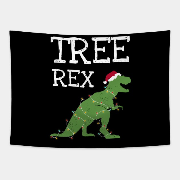 Tree-Rex Shirt Funny Christmas Dinosaur Tapestry by JustPick