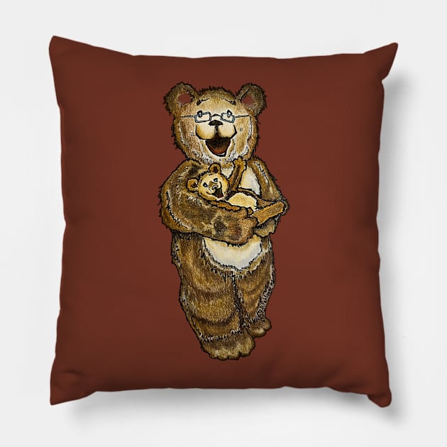 Grandpa Jimmy Bear and Pork Chop1 Pillow by JDFehlauer