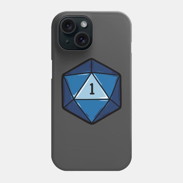 Blue D20 Dice Phone Case by SkullFern