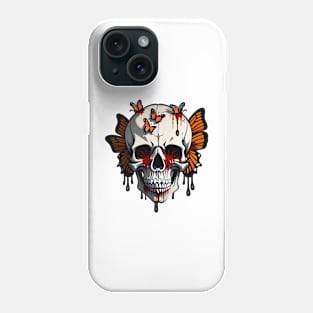 skull with beautiful butterflies Phone Case