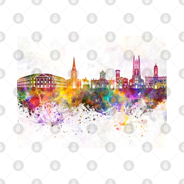 Derby skyline in watercolor background by PaulrommerArt