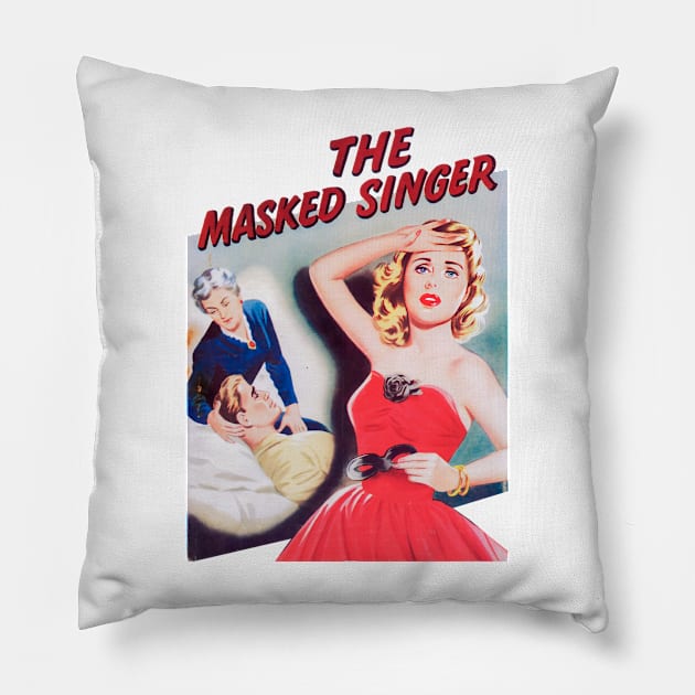 the masked singer love retro girl vintage comic book Pillow by REVISTANGO