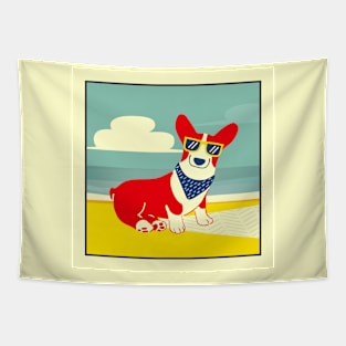 Corgi Sunglasses Tapestry