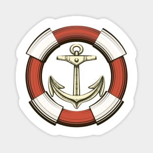 Anchor and Lifebuoy in retro style. Magnet