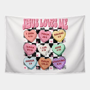 Conversation Hearts Christian Valentines Day Jesus Loves Me Tapestry