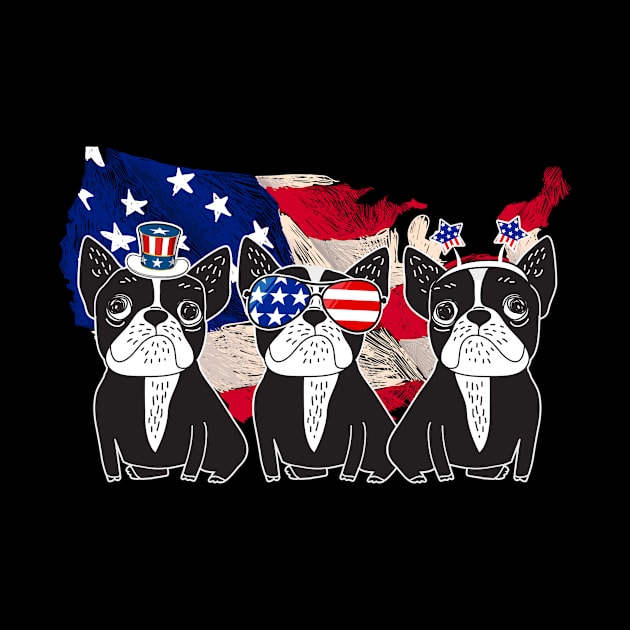 American Flag USA 4th of July French Bulldogs by Kaileymahoney