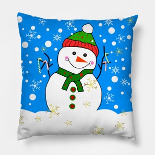 LET It Snow Merry Christmas Snowman Pillow
