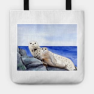 Seal Family Watercolor and Ink Illustration Tote