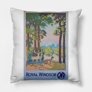 Vintage GWR travel poster advert for Windsor. Pillow