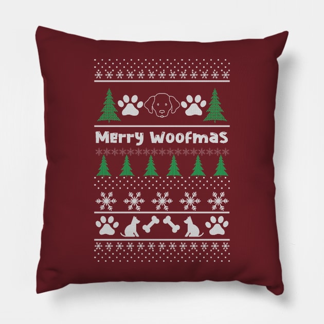 Merry Woofmas for  Dog Lovers Pillow by MidnightSky07