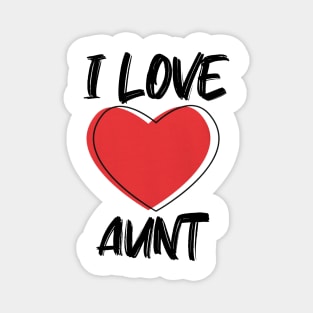 I Love Aunt with Red Heart T-Shirt Magnet