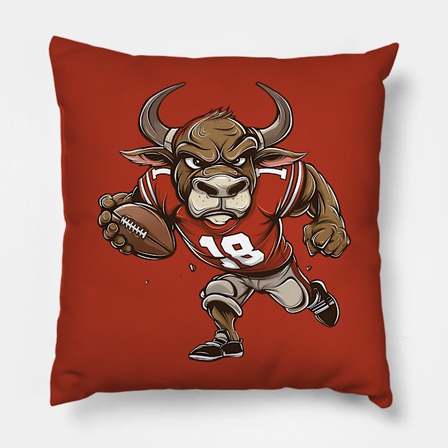 Bulls Touchdown American Football Pillow by Wintrly