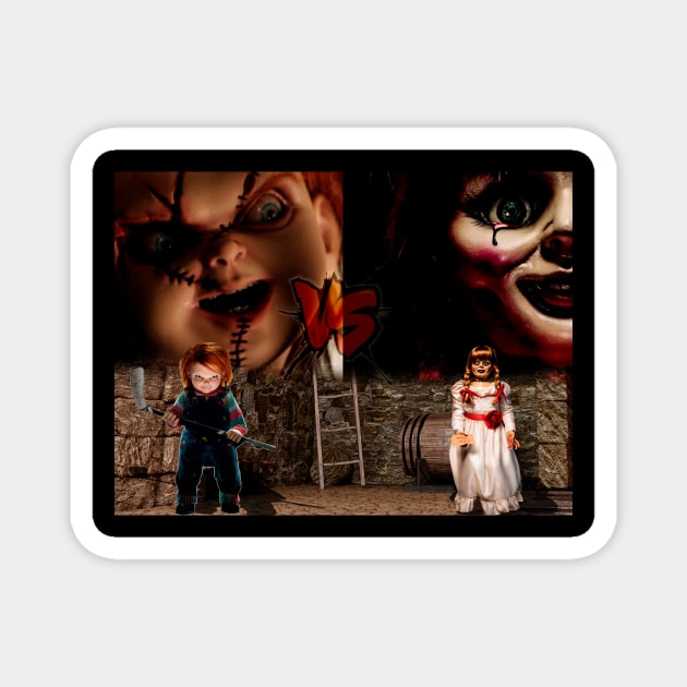 chucky doll VS annabelle doll - halloween 2023 Magnet by Diyutaka