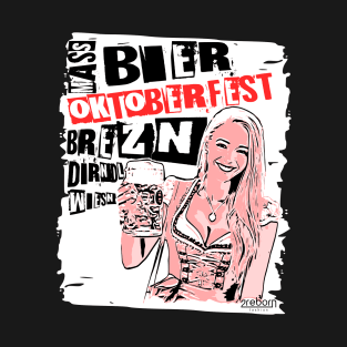 2reborn JEN Oktoberfest Bier Party Dirndl white roes T-Shirt