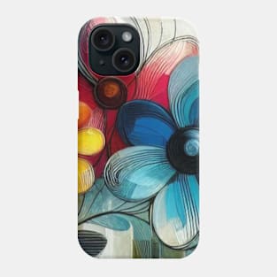 Abstract Blue Red Yellow Flower Phone Case