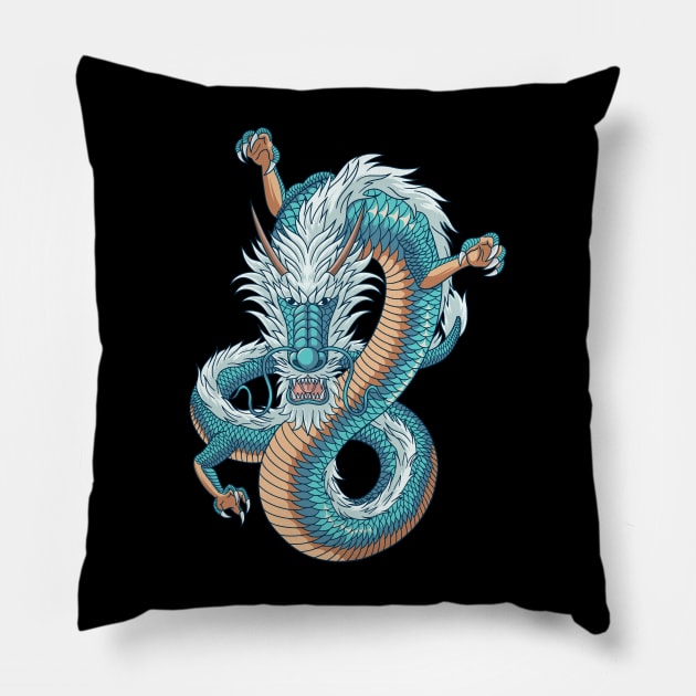 Japanese dragon Pillow by Ardiyan nugrahanta