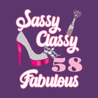 Sassy Classy 58 Fabulous-58th Birthday Gifts T-Shirt