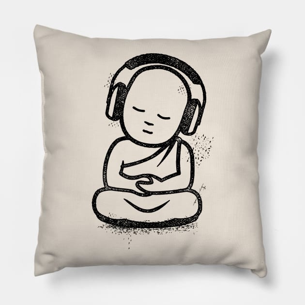 Buddha Headphones - Buddhist Monk DJ Pillow by propellerhead