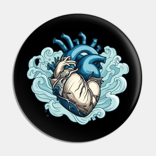 Ocean Anatomical Heart Pin