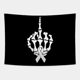 Fuck Lung Cancer Middle Finger White Ribbon Tapestry