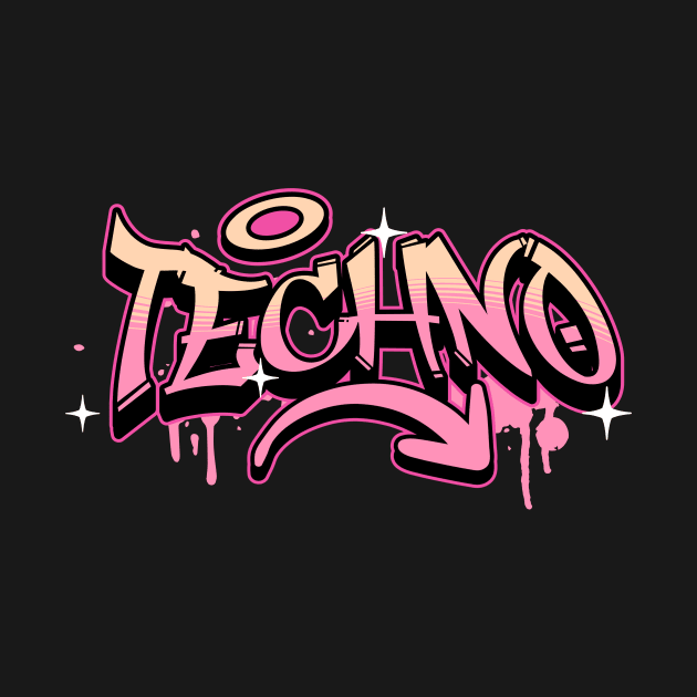 TECHNO  - Graffiti Tech (pink/orange) by DISCOTHREADZ 