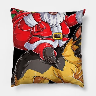 Christmas Santa Claus Riding English Bulldog Xmas Boys Dog Pillow